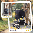 PawHut 4-Wheel One-Click Folding Pet Stroller with Brakes, Cup Holder and Travel Carrier - Black-Removable cushion for various needs 