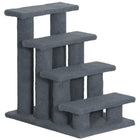 PawHut 4-Step Multi-Level Carpeted Pet Stairs with Scratching Post - Grey-Scratching post cat steps with 4 steps and 8 posts for pets to scratch, climb and play on 