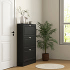 HOMCOM Narrow Shoe Cabinet with 3 Flip Drawers for Entryway - Black-Modern design fits most home decor styles