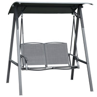 Outsunny 2-Seat Patio Swing Chair with Adjustable Canopy - Weather Resistant Steel Frame-Swing bench designed for two people to sit comfortably
