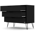 Manhattan Comfort Rockefeller 35.24" Mid-Century Modern 3-Drawer Dresser 2-Piece Set - Black-Fashionable Wire Splayed Legs Made of Metal for Extra Durability.