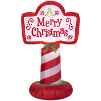 GEMMY Airblown Inflatable Outdoor Merry Christmas Sign - 42"-Lights up with energy-efficient LED light