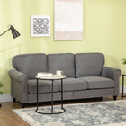 HOMCOM Modern 3-Seater Linen Sofa Couch with Rubberwood Legs - Grey-Generously padded back and seat cushions provide support and relaxation 