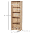 HOMCOM 5-Tier Bookcase with Adjustable Shelves for Living Room, Home Office - Natural Wood-Anti-toppling devices add more safety and stability