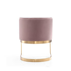 Manhattan Comfort Aura 24.4" Modern Velvet Upholstered Dining Chair - Blush and Polished Brass - Set of 2-24" L x 23" W x 29.92" H