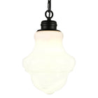 Hudson&Canal Annie 9.13" Wide Pendant with Glass Shade - Blackened Bronze/White Milk-Rated for one 60W incandescent bulb - 9W LED bulb, 13W fluorescent (CFL) bulb, or 9W self-ballasted LED bulb, E26-base bulb, Bulb not included