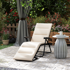 Outsunny Folding Lounge Chair with Cushion - Adjustable Back - Beige-Adjustable backrest and reclining seat for customizable comfort