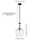 Hudson&Canal Verona 11" Wide Pendant with Glass Shade - Blackened Bronze/Seeded-8