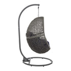 Modway Encase Outdoor Patio Rattan Swing Chair - Grey Navy-Adjustable Foot Pads