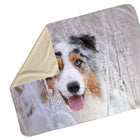Staples Print Sherpa Blanket-Machine wash warm with like colours