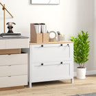 HOMCOM Lateral File Cabinet with Lock - White-Top drawer features a lock with two keys for secure storage