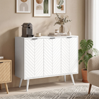 HOMCOM 36" Modern Sideboard Buffet Cabinet with Storage Doors - White-Colour: White