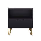 Manhattan Comfort Avira 20" Mid-Century Modern 1-Drawer Nightstand - Black-Clean, modern nightstand with a smooth laminate finish for a warm, natural look