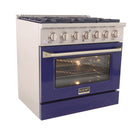 Kucht 36" KNG Series Pro Style Propane Gas Range - Stainless Steel/Blue-Electronic ignition with auto re-ignition reduces the risk of gas leaks for enhanced safety