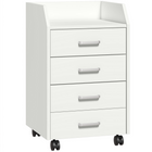 HOMCOM 4 Drawer Vertical Mobile Filing Cabinet with Lockable Wheels - White-Clean white panel with aluminum handle for a modern look 