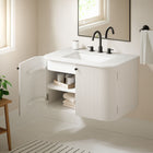 Modway Zia 30" Wall-Mount Bathroom Vanity with Marble Sink - Ivory-Soft-Close Hinges