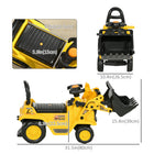 HOMCOM 3-in-1 Kids Ride-On Bulldozer - Yellow-Shovel raises and lowers to scoop sand, dirt, or snow 