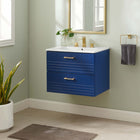 Modway Daybreak 24" Bathroom Vanity - Blue/White-BATHROOM STORAGE - Organize bathroom essentials and keep counter space clean with this vanity. With a special design to accommodate for plumbing, the spacious bottom drawers offers ample storage space