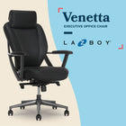 La-Z-Boy Venetta Ergonomic Swivel Executive Office Chair - Black-This product meets BIFMA industry standards for safety, quality, and durability