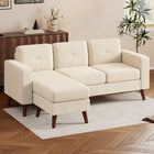 HOMCOM L-Shaped Sectional Sofa with Chaise Lounge - Cream White-Reinforced steel frame ensures robust support up to 660 lb/300 kg