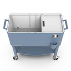 Permasteel 80 qt Rolling Patio Cooler with Divider & Shelf - Blue-Drain plug allows for easy emptying of melted ice and excess water