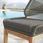 Modway Wellspring Outdoor Patio Teak and Rope Counter Stool - Gray Graphite-Teak Wood Base