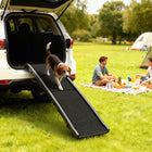 PawHut 61" Folding Pet Ramp with Frosted Surface and Raised Side Rails - Black-Easily folds in half and has a handle, suitable for storage and travel 