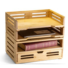 Officemate Bamboo Stackable Side Load Letter Tray - Natural Wood Grain - 2 Pack-Trays are designed to stack securely, maximizing vertical space