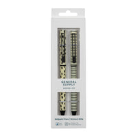 General Supply Goods + Co Twist Ballpoint Pens - Black Stripes - 2 Pack-Twist-action ballpoint pens with blue ink