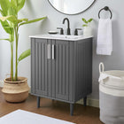 Modway Augusta 24" Bathroom Vanity - Grey/White-Integrated Ceramic Sink Basin