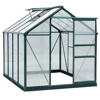 Outsunny Polycarbonate Greenhouse - 6' x 8' x 6.6' - Green- High-quality aluminium alloy and PC board in a solid construction
 