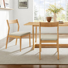 Modway Solara Fabric Wood Dining Side Chairs - Natural/Heathered Weave Beige - 2 Pack-Minimalist Design
