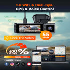 Vantrue N5S 4-Channel Dash Cam with 64 GB SD Card-Dual system gps tracks driving route speed and location while generating mileage statistics reports