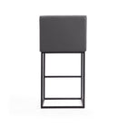 Manhattan Comfort Ambassador 21" Mid-Century Modern Faux Leather Upholstered Bar Stool - Grey and Black - 3 Pack-20.5" L x 19" W x 42" H
