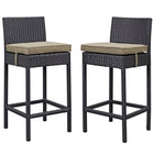 Modway Lift Outdoor Patio Bar Stool - Espresso Mocha - Set of 2-For entertaining or everyday use