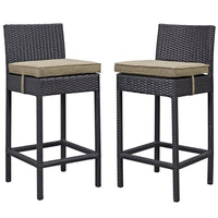 Modway Lift Outdoor Patio Bar Stool - Espresso Mocha - Set of 2-For entertaining or everyday use
