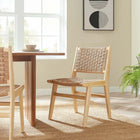 Modway Saoirse Woven Rope Wood Dining Side Chair - Natural - 2 Pack-Crossbar Supports