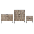Manhattan Comfort DUMBO Modern Nightstand, Dresser Set and 5-Drawer Tall Dresser Set - White/Rustic Grey-Modern-Contemporary with a taste of Glam Bedroom Dresser Set. Includes 1 Standard Dresser, 1 Tall Dresser, and 1 Nightstand 2.0.