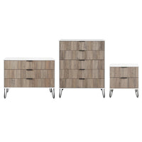 Manhattan Comfort DUMBO Modern Nightstand, Dresser Set and 5-Drawer Tall Dresser Set - White/Rustic Grey-Modern-Contemporary with a taste of Glam Bedroom Dresser Set. Includes 1 Standard Dresser, 1 Tall Dresser, and 1 Nightstand 2.0.