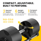 MotionGrey V3 Adjustable Dumbbell Set with Quick-Twist Adjustment for Home Gym - 9-53 lb - 2 Pack-Adjustable design replaces multiple pairs of fixed dumbbells in a more compact home-gym setup