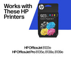 HP 923 Ink Cartridge - Standard Yield - Black, Cyan, Magenta, and Yellow - 4 Pack-Page Yield: Approximately 500 pages black, 400 pages per colour
