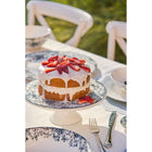 Casa Domani Rosetta Antique Cake Stand - 28cm - Blue-The clean, round shapes are elevated by toile de jouy pattern of florals and vines.