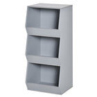 HOMCOM Kids Storage Cabinet with 3 Shelves for Play Room, Bedroom - Grey-Suits for children's room, living room, game room, and daycare room
