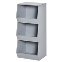 HOMCOM Kids Storage Cabinet with 3 Shelves for Play Room, Bedroom - Grey-Suits for children's room, living room, game room, and daycare room
