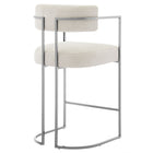 Modway Huron Curved Back Fabric and Metal Counter Stool - Silver Cream-Fully Assembled