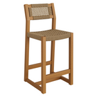 Modway Reed 40" Outdoor Outdoor Teak Wood Counter Stool - Natural-Teak Wood Frame