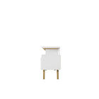 Manhattan Comfort Yonkers 62.99" Mid-Century Modern TV Stand - White-Fashionable Framed Base Splayed Legs made from Solid Wood for Extra Durability