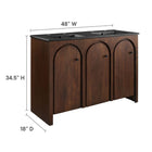 Modway Appia 48" Double Sink Bathroom Vanity - Walnut/Black-Plumbing Cut-Out