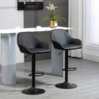 HOMCOM Adjustable Swivel Bar Stools with Footrest - Black - 2 Pack-Suitable for placing in bars, kitchens, and high dining rooms
