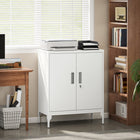 HOMCOM Metal Storage Cabinet with Lock for Home Office - White-Clean all-white finish blends effortlessly into home office, kitchen, living room to garage